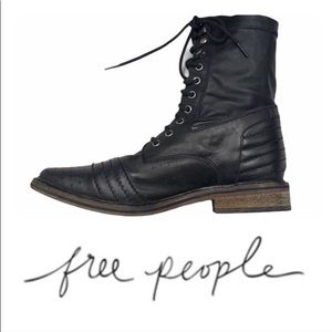 Free People Black Leather Combat Boots